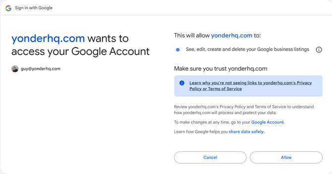 Google Authorisation