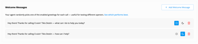 SCREENSHOT: Welcome Messages