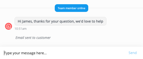 email sent to customer
